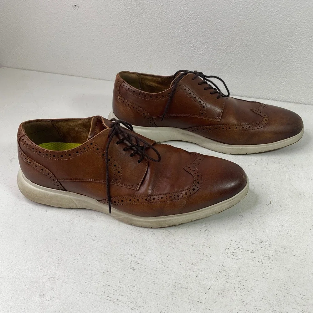 Florsheim Mens 10M Leather Brown Wingtip Oxford Dress Shoes Comfortech